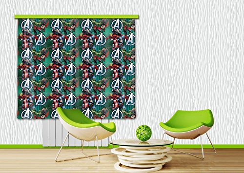 1art1 The Avengers Window Curtain - Captain America, Iron Man, Hulk, Thor (71 x 63 inches)